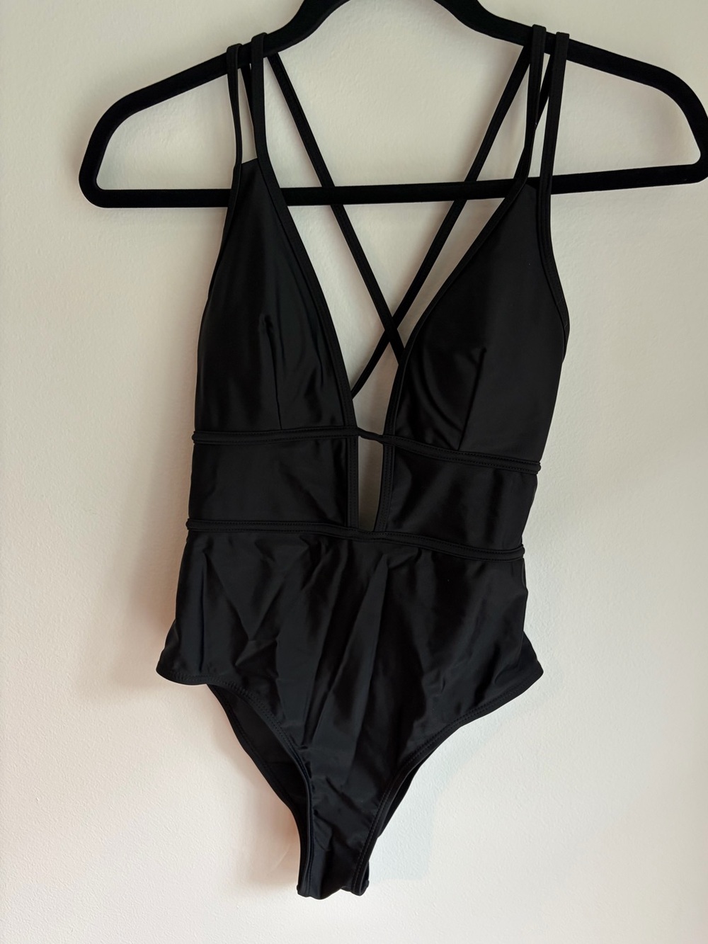 Black Strappy One-Piece Swimsuit